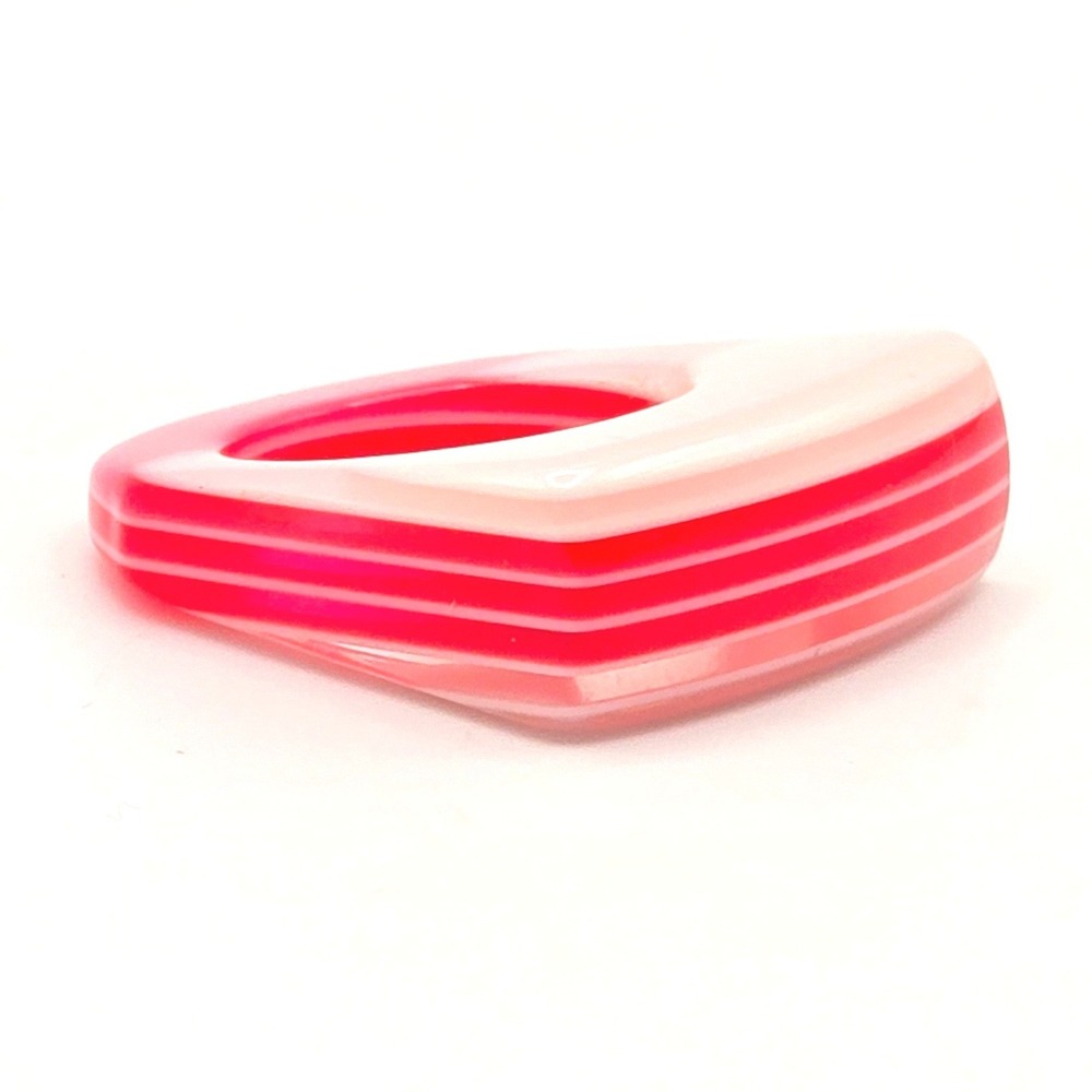 Pink Ombre Layered Acrylic Ring Chunky Geometric Square Statement Size 4.5